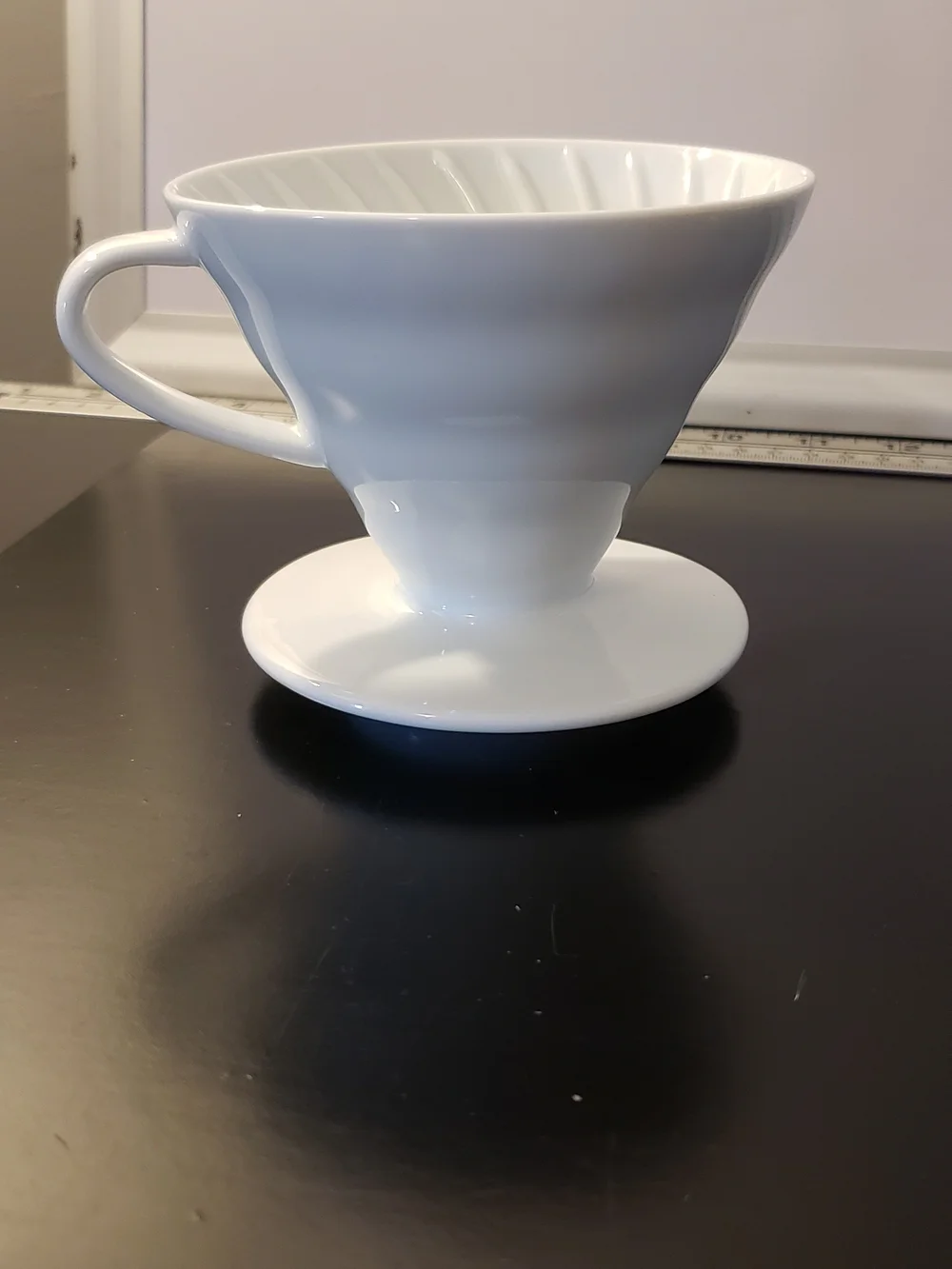 Farmhouse White Ceramic Pour-Over Coffee Dripper with Handle Made In Japan.